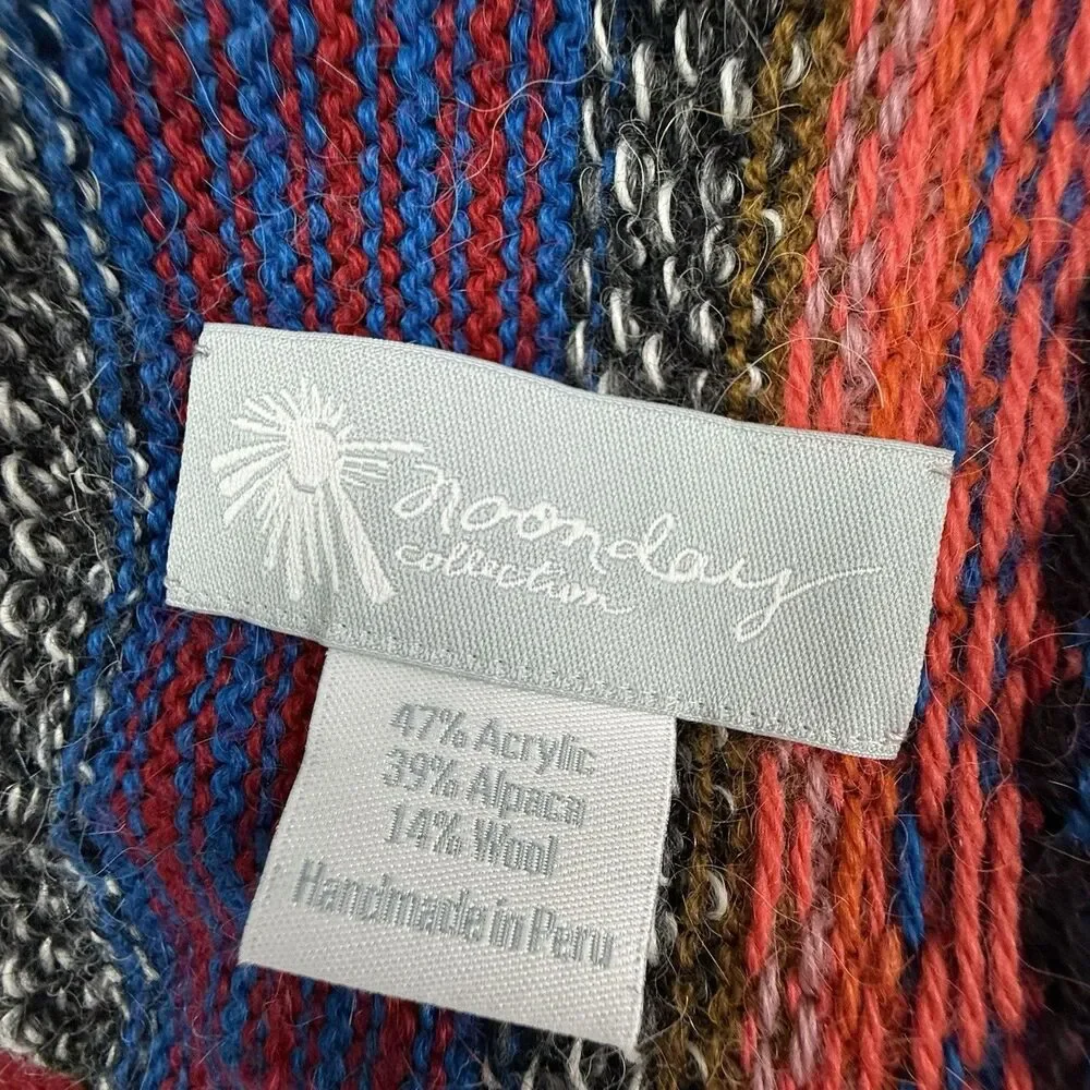 Noonday Collection Alpaca Blend Made in Peru Fair Isle Infinity Scarf Rainbow